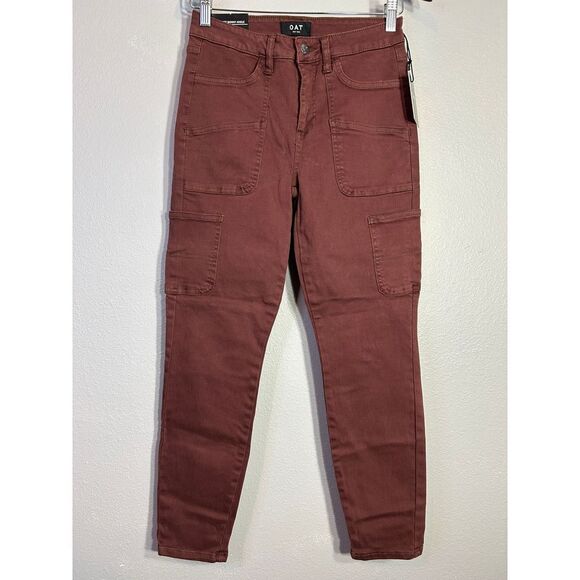 OAT NY Mid-Rise Skinny Ankle Pants in Rustic Red Size 27 Casual Stretch Trousers - Picture 1 of 6